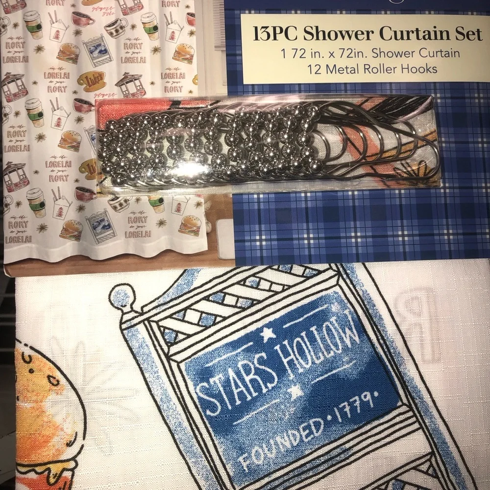 ☕️  Gilmore Girls Stars Hollow Printed Shower Curtain Set - 13pc Home Bath
